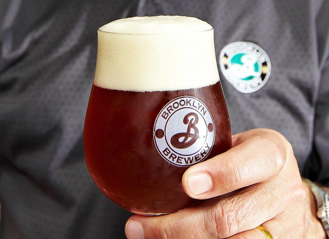 A glass of beer from Brooklyn Brewery
