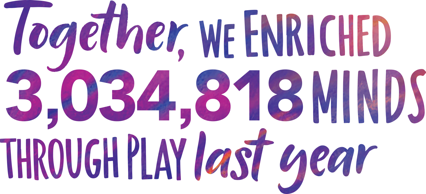 Together, we enriched 3,034,818 minds through play last year