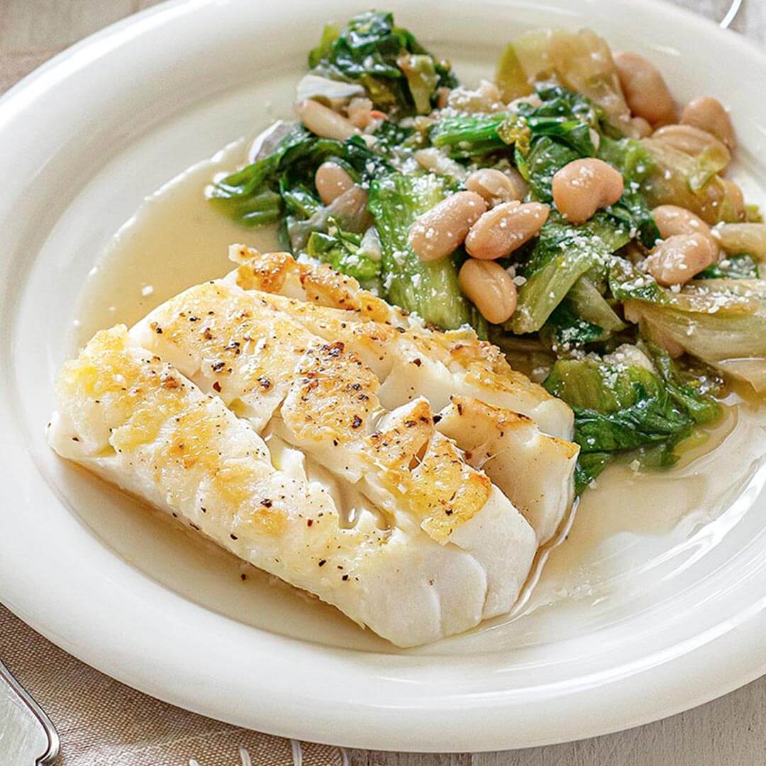 Cod with Greens & Beans