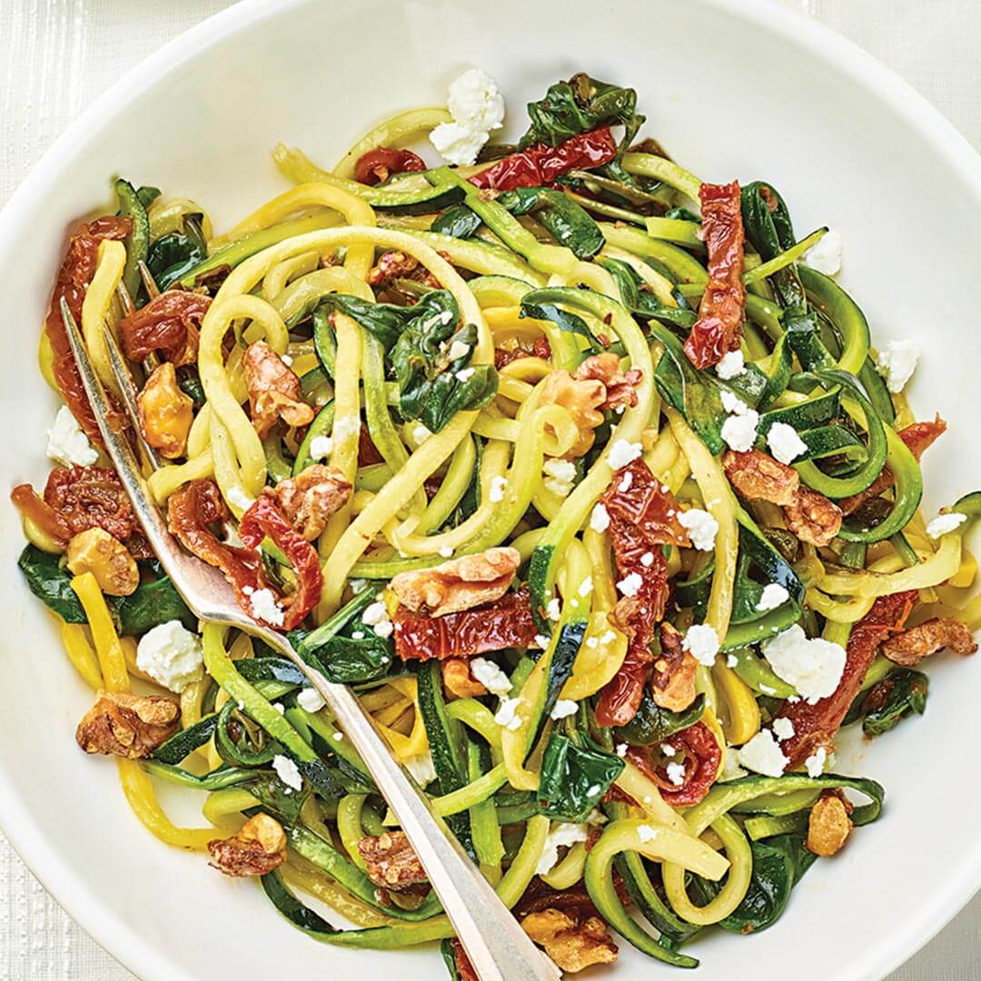 Mediterranean Zucchini Noodles with Sun-Dried Tomatoes