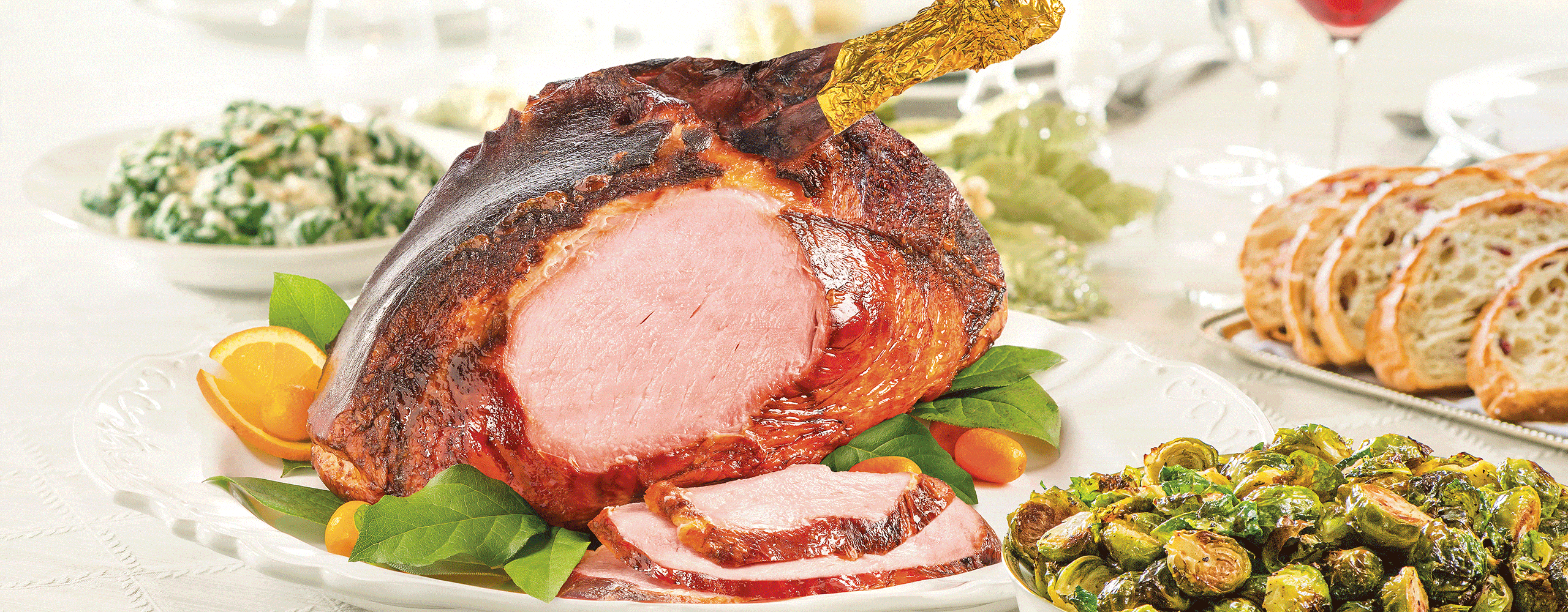 Holiday menus for ham, beef, and turkey