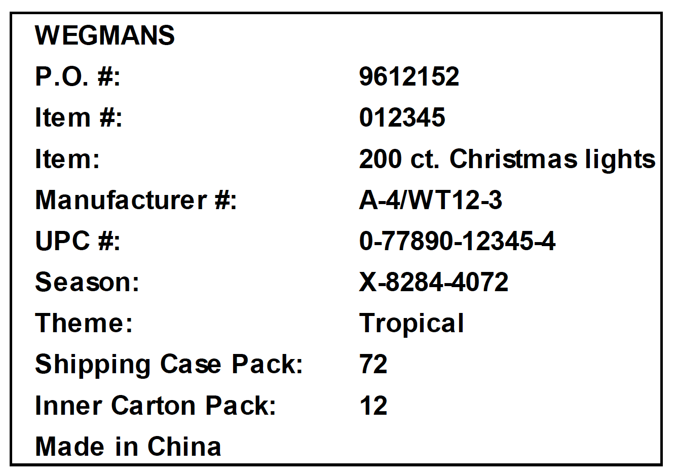 Example of Direct Import Shipment Carton Marking