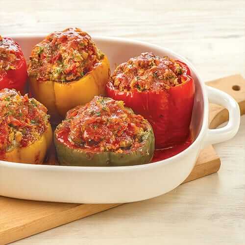 Stuffed Peppers with Cauliflower Rice